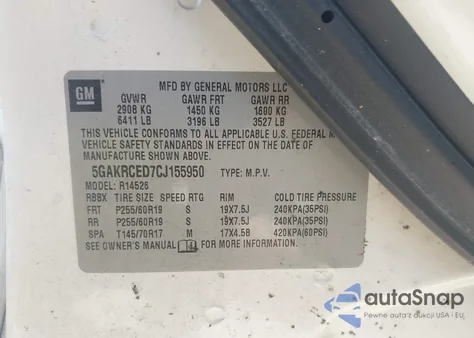 2012 Buick Enclave Leather from USA, damaged, VIN 5GAKRCED7CJ155950